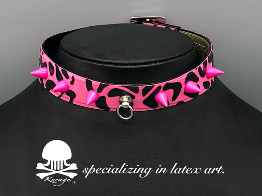 kurage latex rubber クラゲ ラバー ラテックス チョーカー choker 豹柄 leopard pattern スタッズ studs