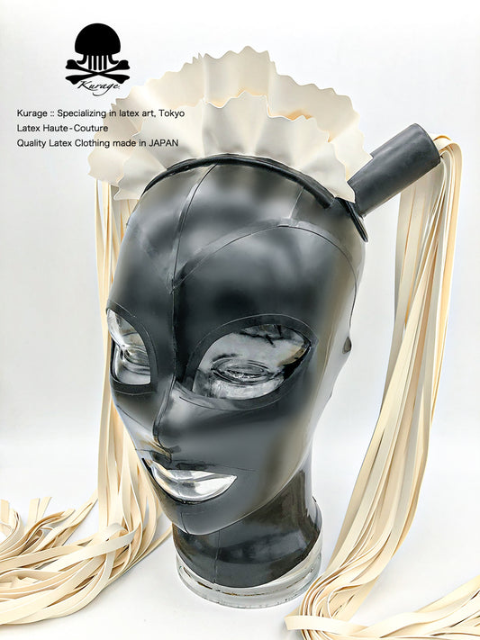 ラバーマスク メイド ラバーウィッグ ツインテール