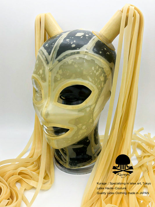 ラバーマスク 猿型と飴色ツインテールの2枚重ね