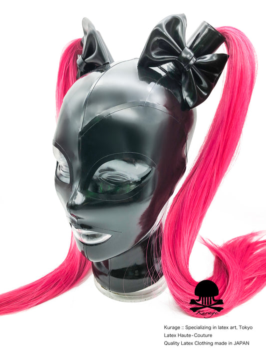 latexhood ラバーマスク ツインテールリボン付き