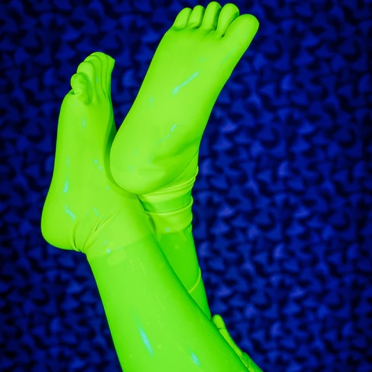 UNIQDSN  UV Yellow Toe Socks ( (Knee High)